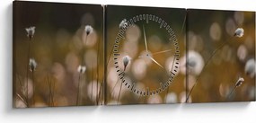 Obraz - Lúka s cottongrass N⁰2 (s hodinami) (90x30 cm)