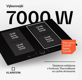 Klarstein Delicatessa 70 Flex, vstavaná indukčná varná doska, 4 zóny, 7000 W, sklokeramika