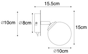 Moderné bodové svetlo zlaté s opálovým sklom s vypínačom - Atény