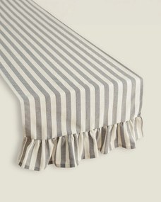 Bežec s volánom 40x160 cm farba produktu sivá látka vzorované