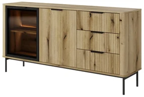 Komoda Wilsire I (dub coast evoke + čierna). Akcia -20%. Vlastná spoľahlivá doprava až k Vám domov. 1097499