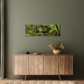 Obraz čarovného lesa (s hodinami) (90x30 cm)