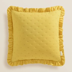 Romantická obliečka na vankúš Molly v horčicovo žltej farbe 45 x 45 cm
