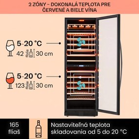 Klarstein Vinovilla Onyx Grande Duo, vinotéka, 425 l, 162 fliaš, 3-farebné LED osvetlenie, čierna