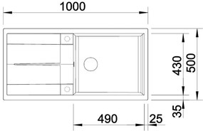 Blanco Metra XL 6 S, silgranitový drez 1000x500x190 mm, 1-komorový, čierna, BLA-525930