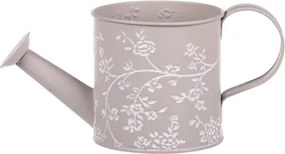 Obal na kvetináč tvar krhla, šedý s bielymi ružami%