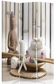 Ozdobný paraván, Buddhův klid - 110x170 cm, trojdielny, klasický paraván