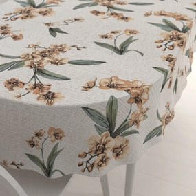 Biante Bavlnený oválny obrus Sandra SA-624 Hnedé orchidey na bielom 50x100 cm