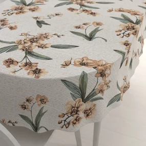 Biante Bavlnený oválny obrus Sandra SA-624 Hnedé orchidey na bielom 50x100 cm