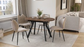 Mazzoni ALMO Hnedý dub / čierne nohy - OVÁLNY ROZKLADACÍ STÔL 140-240 cm PRE 10-12 OSÔB