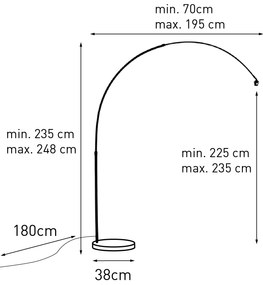 Oblúková lampa mosadz s bielym mramorovým podstavcom nastaviteľná - XXL