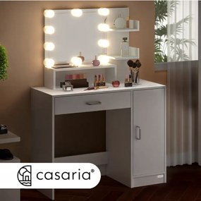 Toaletný stolík JOCELYN s osvetlením, 140x90x40cm, biela Casaria