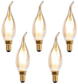 Sada 5 stmievateľných LED vláknových sviečkových žiaroviek E14 240V 3W 250lm
