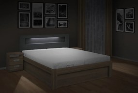 Moderná posteľ ŠÁRKA 200x180cm s LED osvetlením farba lamina: dub amalfi