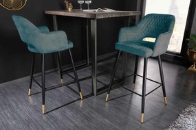 Dizajnová barová stolička Laney petrolejový zamat