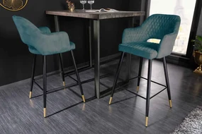 Dizajnová barová stolička Laney petrolejový zamat - Skladom na SK | BIANO