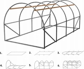 Garden Line 4-dielny zelený fóliový záhradný tunel NEW SOLUTION 4 x 2,5 x 2 m