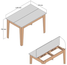 Jedálenský stôl  (pre 4 osoby) Kika (Orech + Biela). Vlastná spoľahlivá doprava až k Vám domov. 1073319