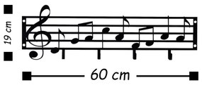 Nástenný vešiak 60x19 cm noty kov