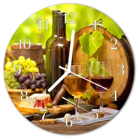 Nástenné sklenené hodiny Hrozno pre víno fi 30 cm