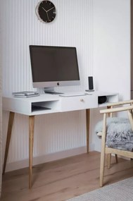 Písací stôl AMADEUS Alpská biela - dub nožičky