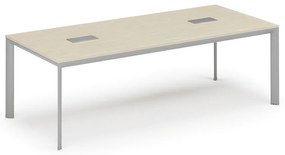 Stôl INVITATION 2400 x 1200 x 740, buk + 2x stolná zásuvka TYP II, strieborná