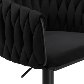 Barová stolička COFTON zamatová, čierna