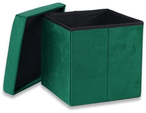 Zelený skladací taburet CUBEXO VELVET M