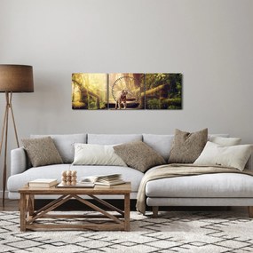 Obraz tigra v džungli (s hodinami) (90x30 cm)