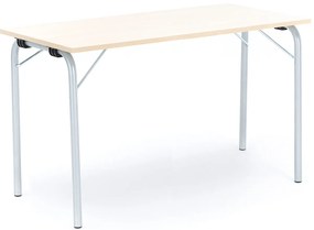 Skladací stôl NICKE, 1200x500x720 mm, laminát - breza, strieborná