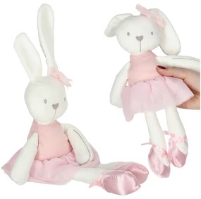 KIK Plyšový maskot králik v ružových šatách 42cm
