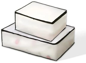 Arte Regal Textilný úložný box na uschovanie oblečenia a posteľnej bielizne, WHITE KIPIT, 60x45x30, biely