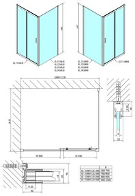 Polysan Polysan, EASY BLACK sprchové dvere 1100mm, číre sklo, EL1115B