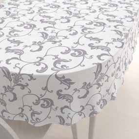 Biante Bavlnený oválny obrus Sandra SA-184 Sivé kvetované ornamenty na bielom 120x160 cm