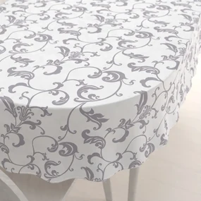 Biante Bavlnený oválny obrus Sandra SA-184 Sivé kvetované ornamenty na bielom 120x180 cm