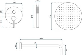 Rea Lungo Grip, podomietková sprchová súprava + BOX montážny systém, grafitová, REA-P8958