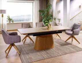 Jedálenský rozkladací stôl Monaco 160/200 cm keramika travertín/dub prírodný