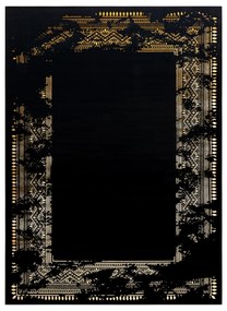 Koberec, Behúň GLOSS 408C 86 vzor rámu, glamour, art deco čierno / zlatý