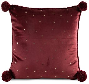 VIANOČNÁ DEKORAČNÁ OBLIEČKA NA VANKÚŠ STAR 45X45 CM BORDOVÁ