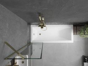Mexen Next, vaňová zástena 1-krídlová 50 x 150 cm, fixné krídlo, 6 mm číre sklo s čiernym vzorom, zlatý profil, 895-050-000-00-70-50