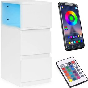 ModernHome Nočný stolík s LED osvetlením - 2 zásuvky biely ModernHome