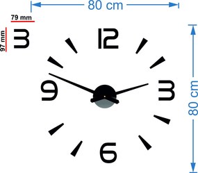 SENTOP | Moderné nalepovacie nástenné hodiny 3D| SENTOP 12P030 BEZ PENA BEZ PLECHU HEU- analógové