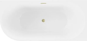 Mexen Mia, voľne stojaca rohová vaňa pravá 140 x 75 cm, biela/čierna, zlatý matný prepad, 52691407575P-55