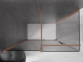 Mexen Velar, sprchový kút s posuvnými dverami 160 x 90 cm, 8mm šedé sklo, medená matná, 871-160-090-41-65