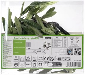 Aigostar - LED solárny reťazec 60xLED/4m IP65 teplá biela olive