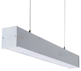 KANLUX Závesné osvetlenie pre LED trubice T8 AMADEUS, 1xG13, 18W, 63x150x6cm, strieborné, mikroprizmatický