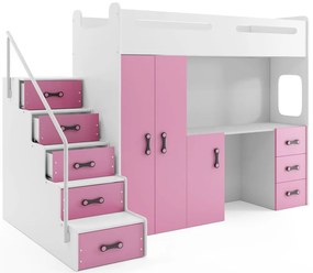 Detská poschodová posteľ  so stolíkom MAX 4 Farba: Ružová