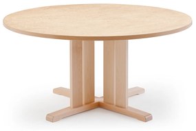 Stôl KUPOL, okrúhly, Ø1300x720 mm, linoleum - béžová, breza