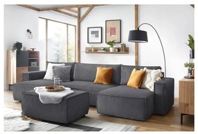 Tmavosivý menčestrový taburet Nihad – Bobochic Paris