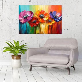Obraz - Päť pestrofarebných kvetov (90x60 cm)